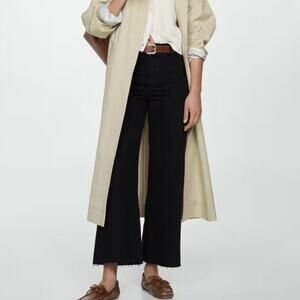 Mango Culotte Cropped High Waist Black Jeans